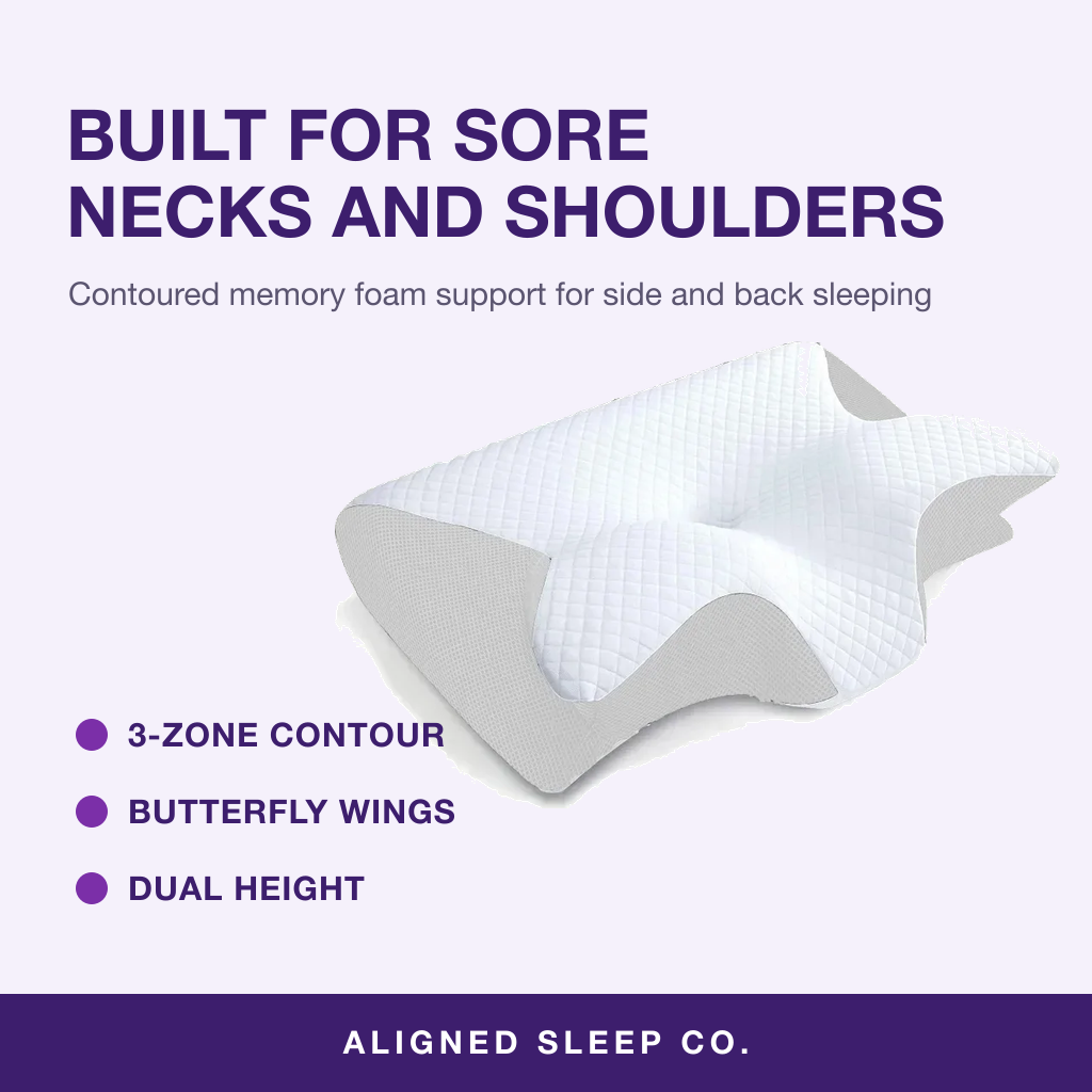 Built for sore necks and shoulders - contoured memory foam support